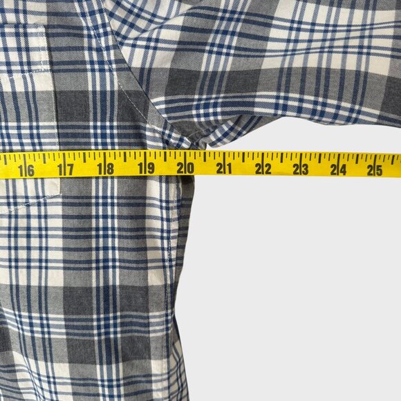 Vince Plaid Button-Up Long-Sleeve Flannel Shirt Blue & Gray Men's Size Medium - Picture 12 of 13
